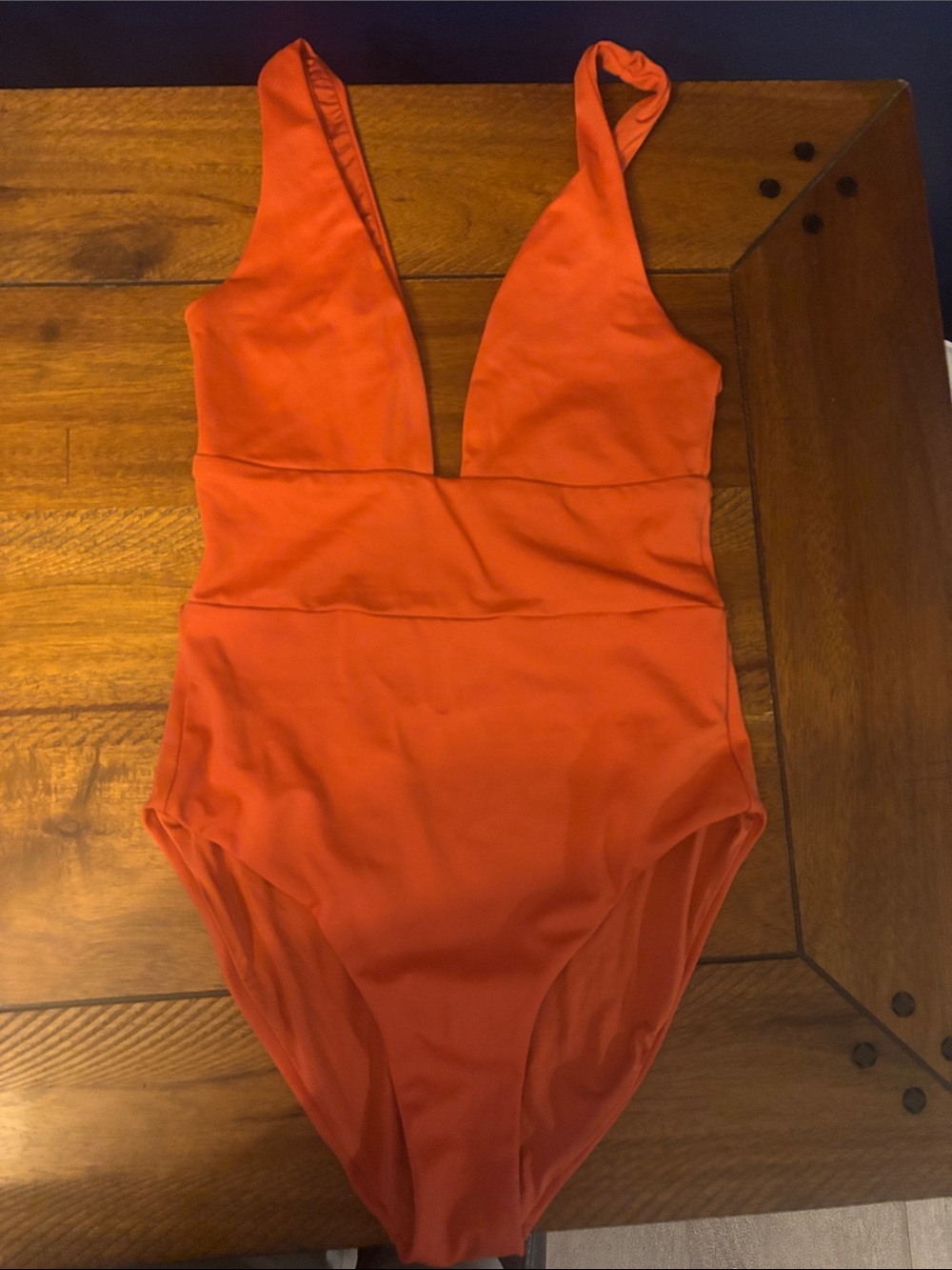 Onia Burnt Orange Plunge One-Piece Swimsuit